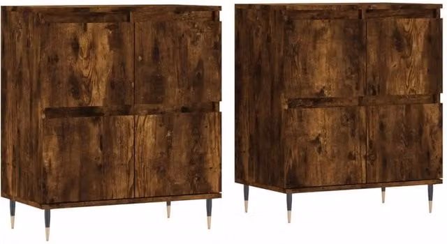 Berkfield Home Set of 2 Smoked Oak Sideboards in Brown Matt MDF – 1