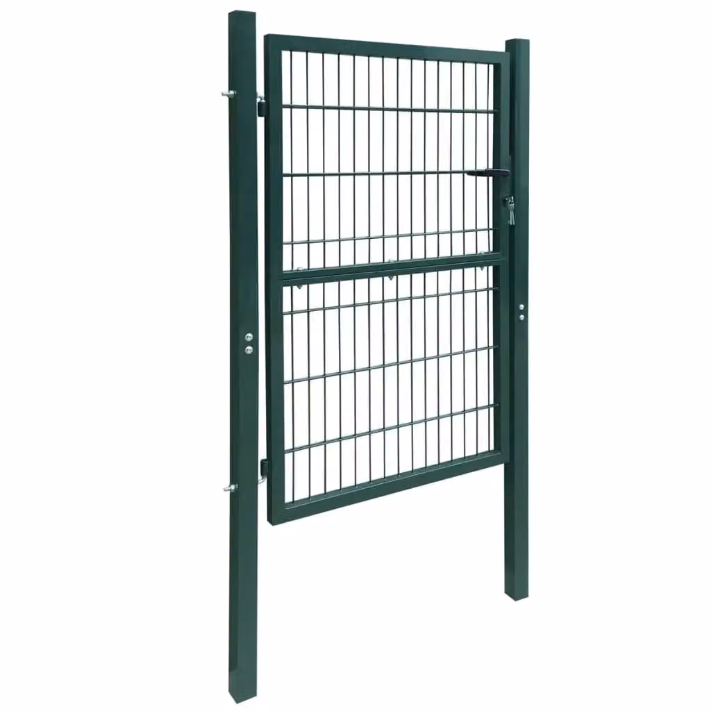Berkfield Home Single 2D Steel Swing Fence Gate, Green, W: 106 cm, H: 210 cm – 2