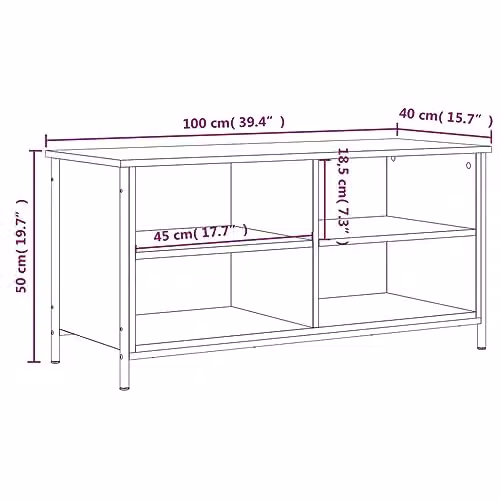 vidaXL Grey Sonoma TV Cabinet in Engineered Wood, W/D/H: 100 x 40 x 50 cm