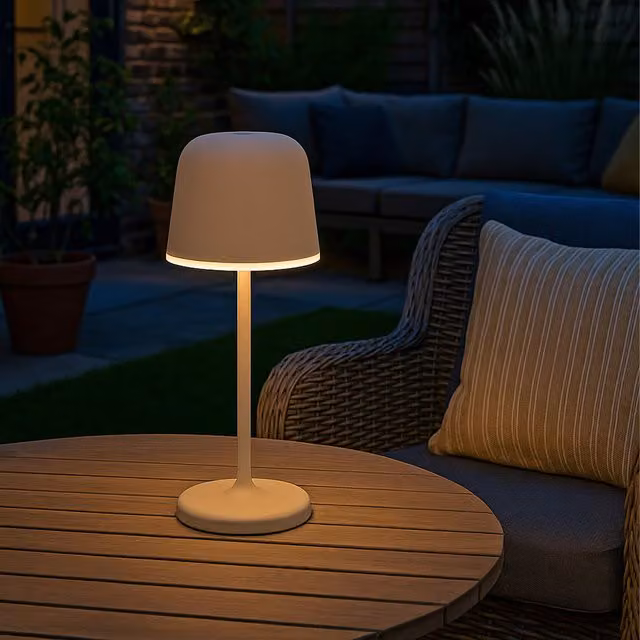Eglo Mannera-S Rechargeable LED Outdoor Table Lamp in Beige