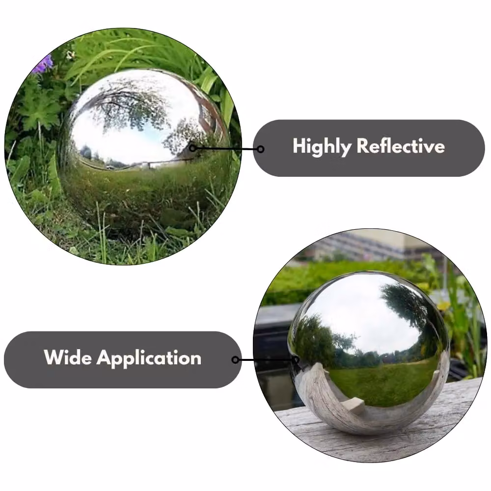 Marco Paul Silver Stainless Steel Modern Round Gazing Ball Garden Ornament, Diameter: 15 cm – 5