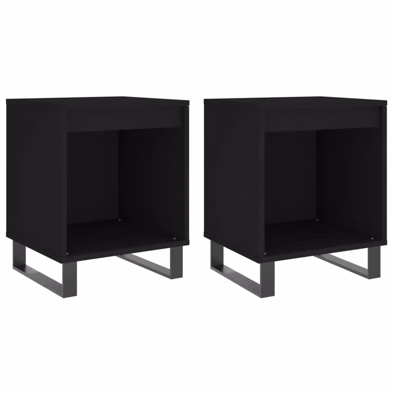 Berkfield Home Set of 2 Modern Black Bedside Cabinets, W/D/H: 40 x 35 x 50 cm
