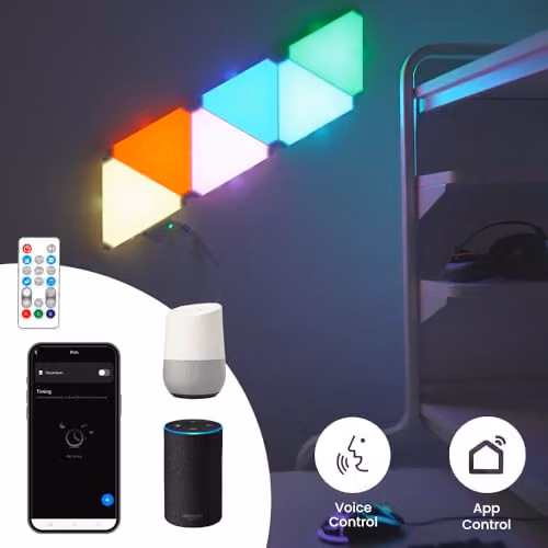 ValueLights Smart RGBIC Triangle LED Light Panel Kit, Multicolour, Set of 6 – 3