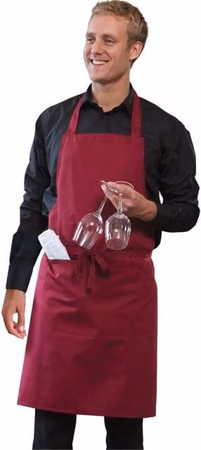 Dennys Adjustable Halter Bib Apron in Red