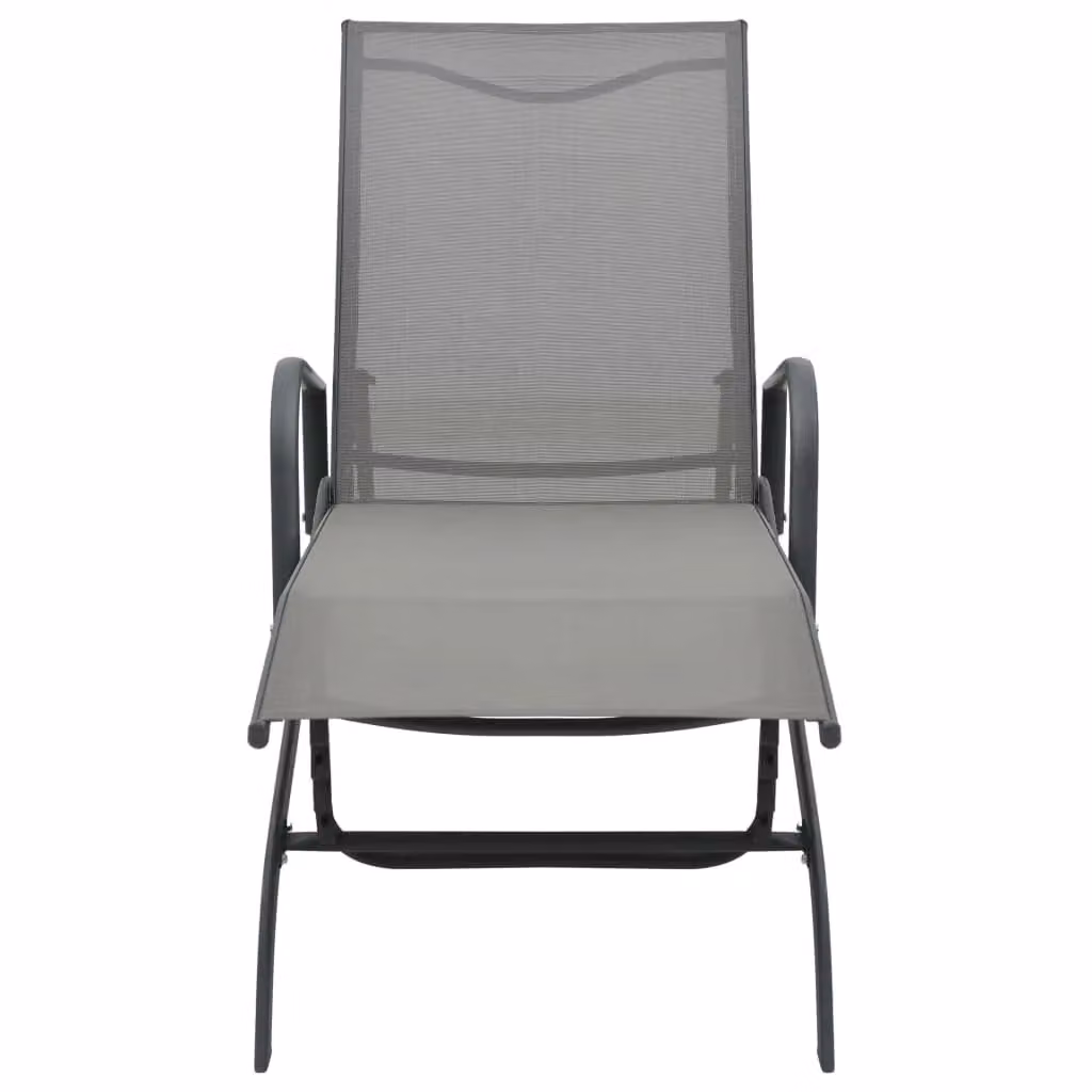 Berkfield Home Grey Textilene and Powder Coated Steel Sun Lounger with Adjustable Headrest and Castors – 2