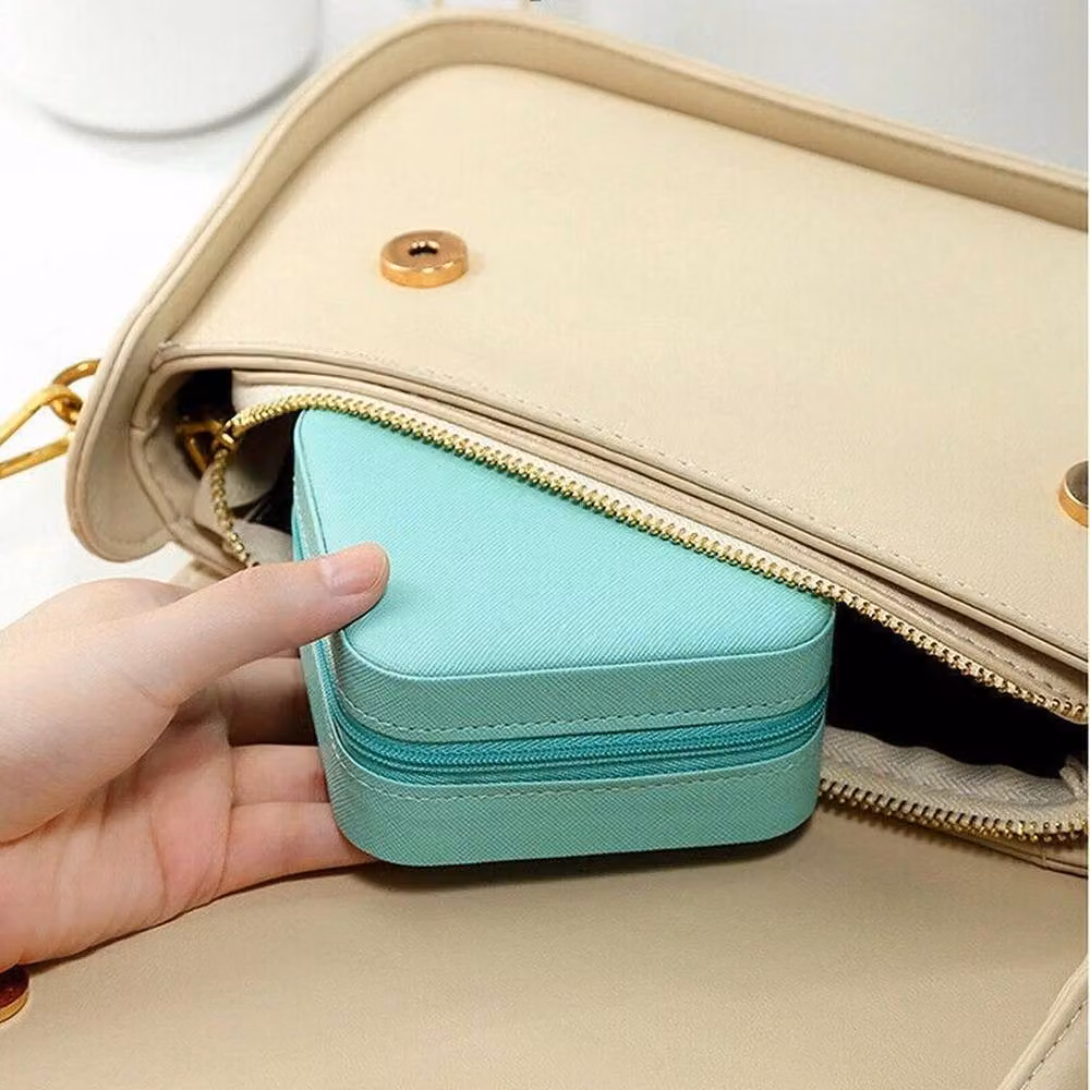 KORVIXA Foldable Travel Jewellery Box in Blue and Turquoise Fabric, W: 50 cm – 3