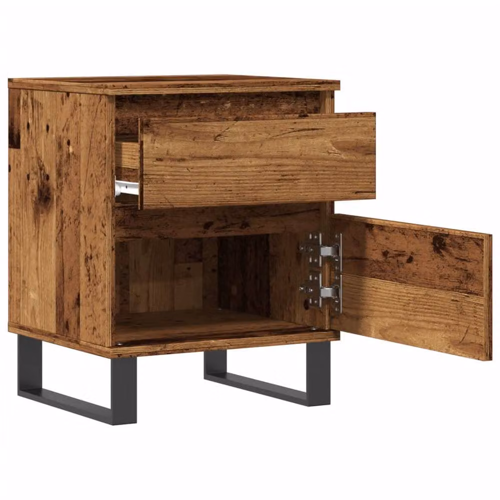 Berkfield Home Modern Bedside Cabinet in Brown Old Wood, W/D/H: 40 x 35 x 50 cm – 4