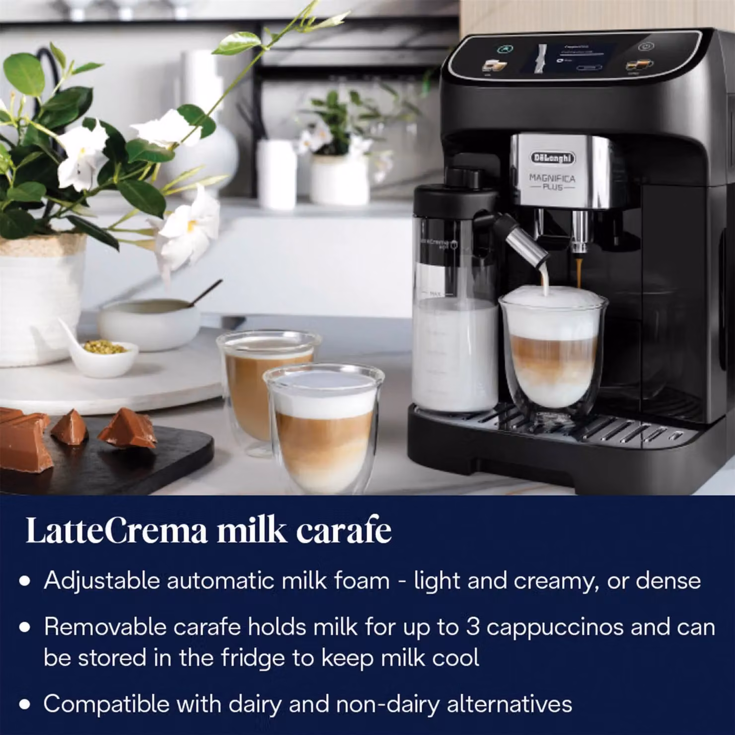 De'Longhi Magnifica Plus Bean to Cup Automatic Coffee Machine with Touch Display, Black – 3