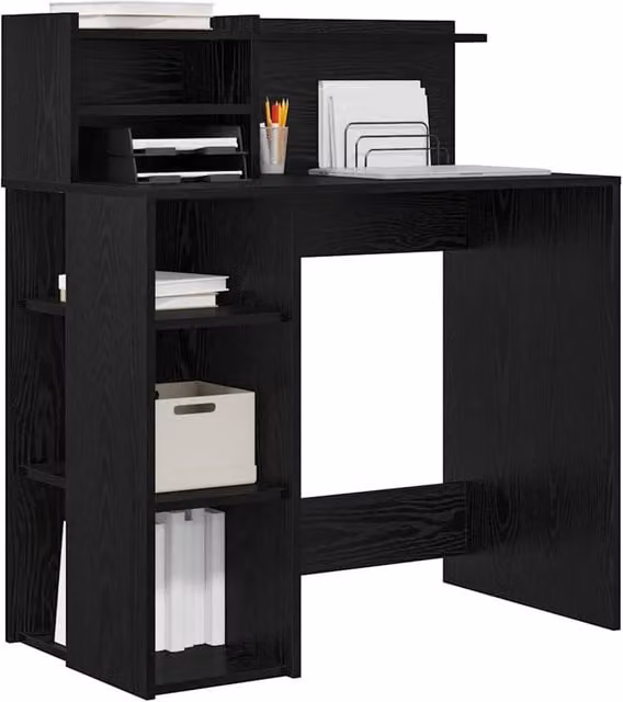 Berkfield Home Modern Writing Desk with Storage in Black Oak, W/D/H: 90 x 48 x 101.5 cm – 1