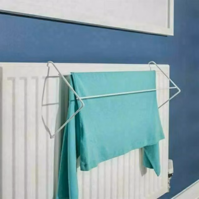 VOGREX 3-Piece White Metal 2-Bar Radiator Towel Airer Hanging Rack – 1