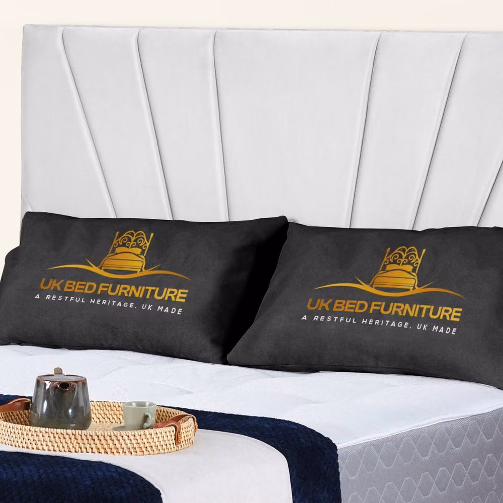 UK Bed Furniture Sunrise Upholstered Velvet Slatted Base Bed in White, Size: 200 x 200 cm – 2