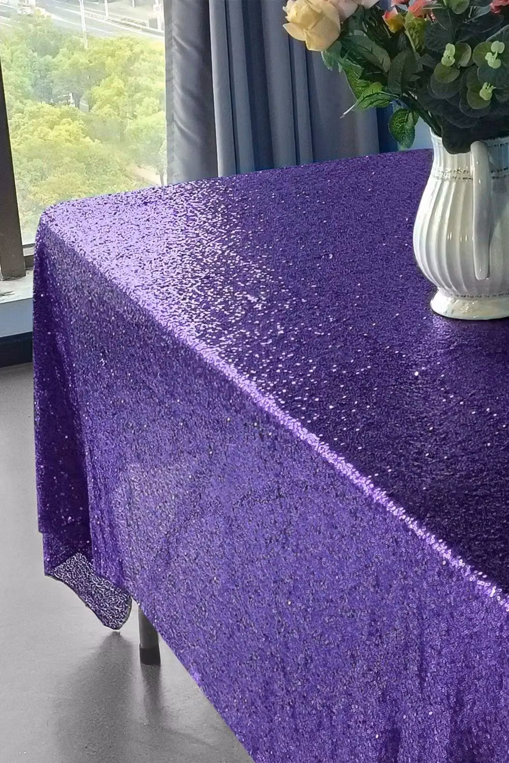 Neel Blue Purple Sequin Rectangular Tablecloth – 2