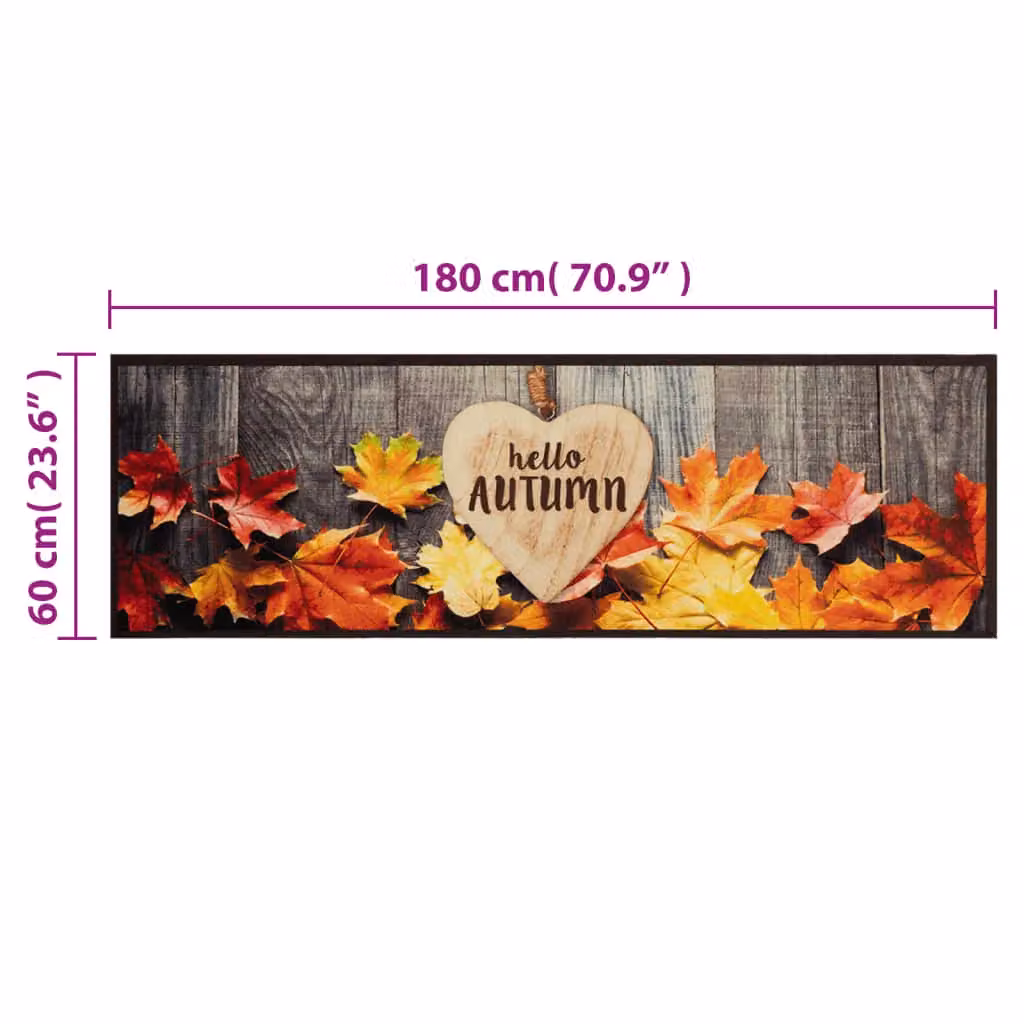 Berkfield Home Autumn Floral Kitchen Rug, Brown and Multicolour Velvet, W: 60 cm, L: 180 cm – 3