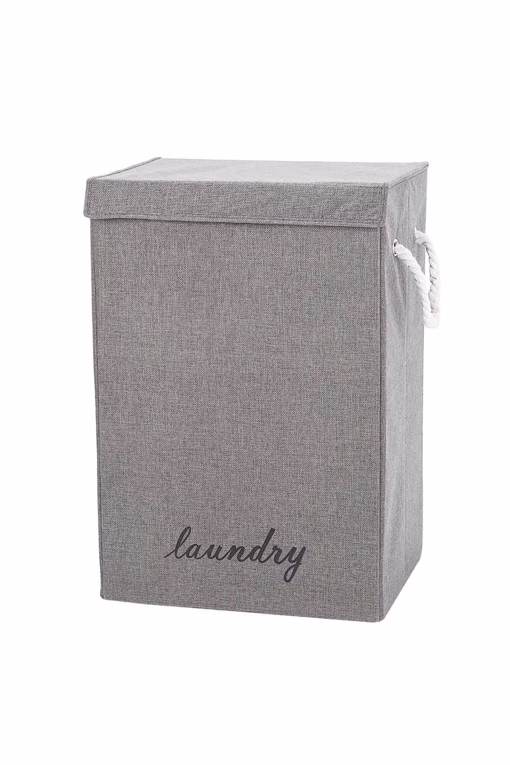 ExtraStar Foldable Laundry Hamper with Lid and Rope Handles in Grey – 2