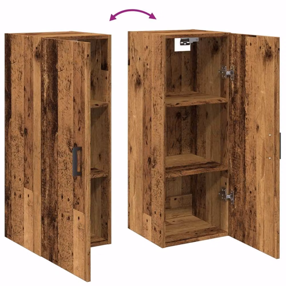 Berkfield Home Wall Mounted Rustic Cabinet in Brown, W/D/H: 34.5 x 34.5 x 90 cm – 4