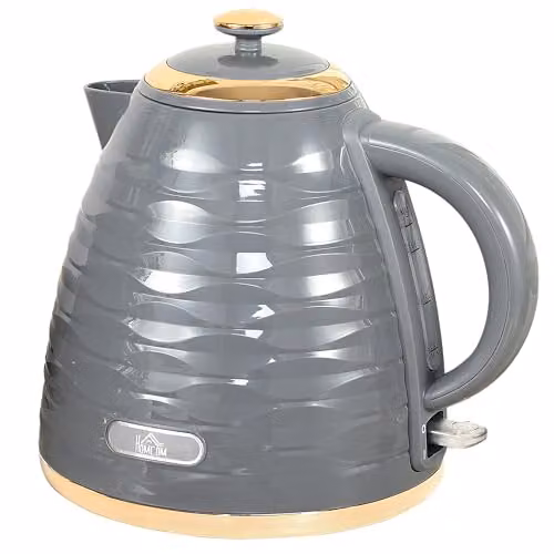 HOMCOM 3kW Cordless Electric Kettle with Auto Shut-off and Limescale Filter, Grey, 1.7 l – 1