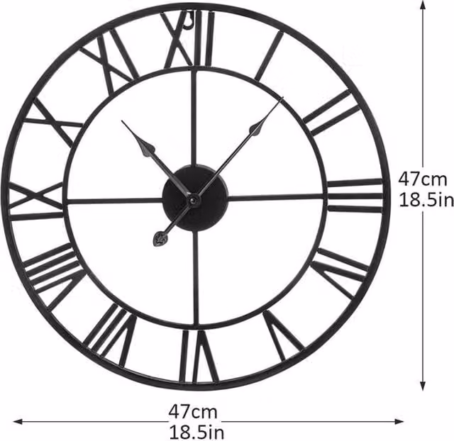 Nordara Black Metal Round Analog Wall Clock, Diameter: 47 cm – 1