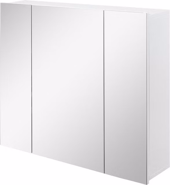 kleankin White Lacquered Wall-Mounted Bathroom Mirror Cabinet with Hinged Glass Doors