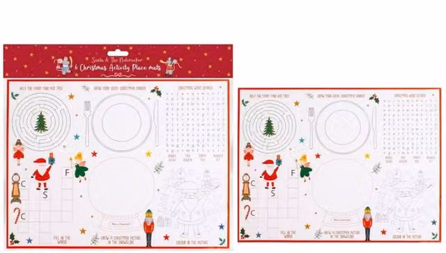KDMD Santa and The Nutcracker Activity Placemats, 5 Pack, White