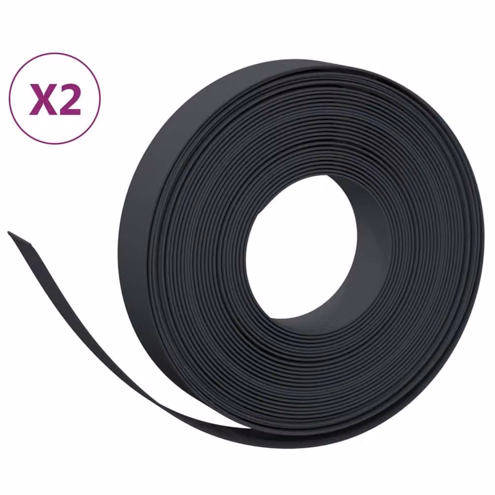 Berkfield Home Durable Polyethylene Garden Edgings, 2 Pack, Black, 10 m Length, 10 cm Height – 3