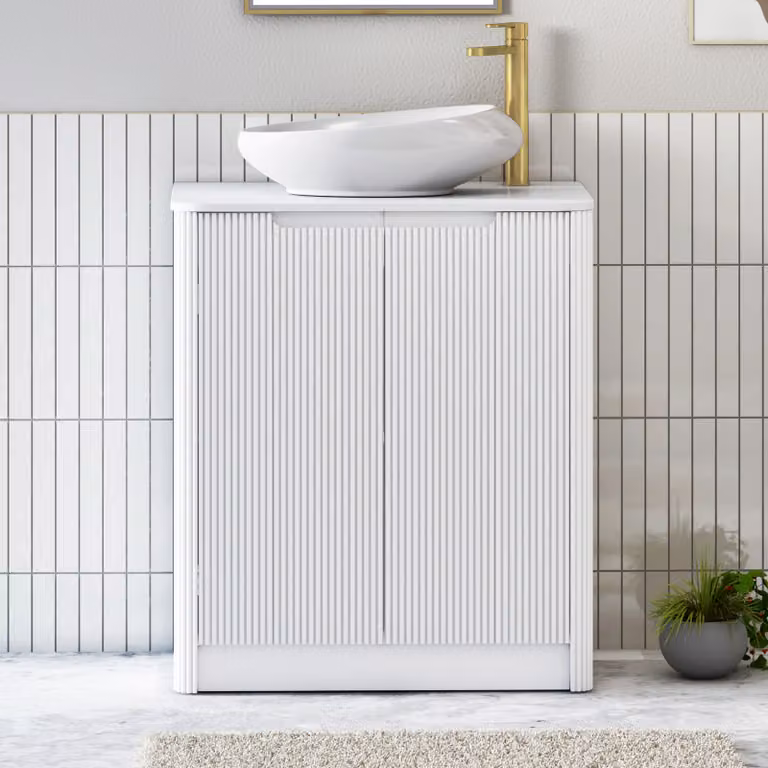 Royal Bathrooms Avenza 800mm Matt White Floor Standing 2 Door Vanity Unit with Nova Basin and Plain White Worktop