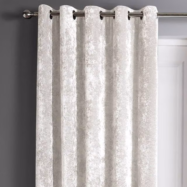 Intimates Silver Crushed Velvet Eyelet Door Curtain, Width: 117 cm, Height: 214 cm