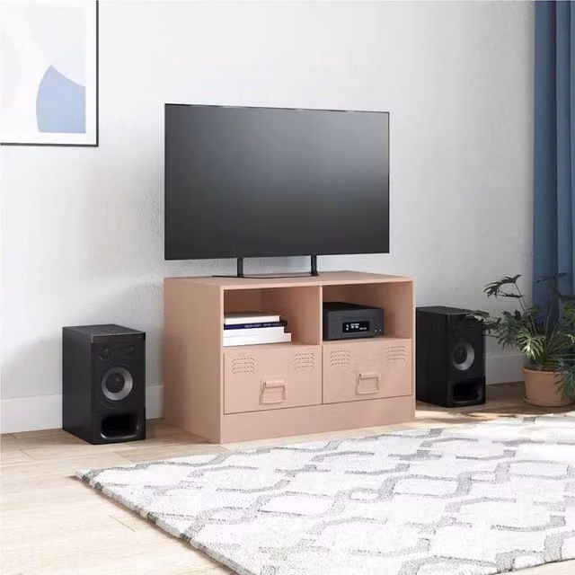 Berkfield Home Pink Metal TV Cabinet, W: 67 cm, D: 39 cm, H: 44 cm
