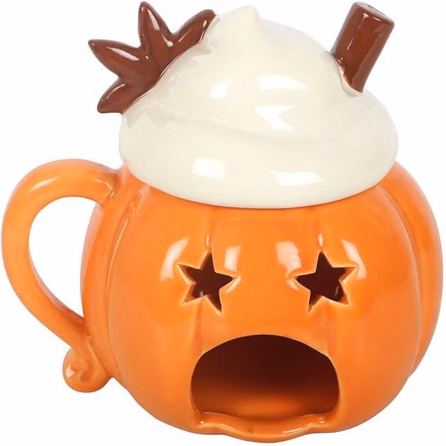 Something Different Orange Ceramic Pumpkin Oil Burner and Wax Melts Set – 1