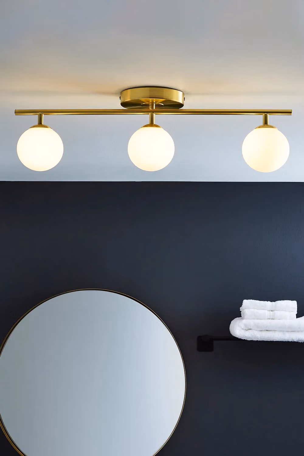 BHS Lighting Nancy Modern Gold and Brass Glass Flush Bathroom Ceiling Light – 2