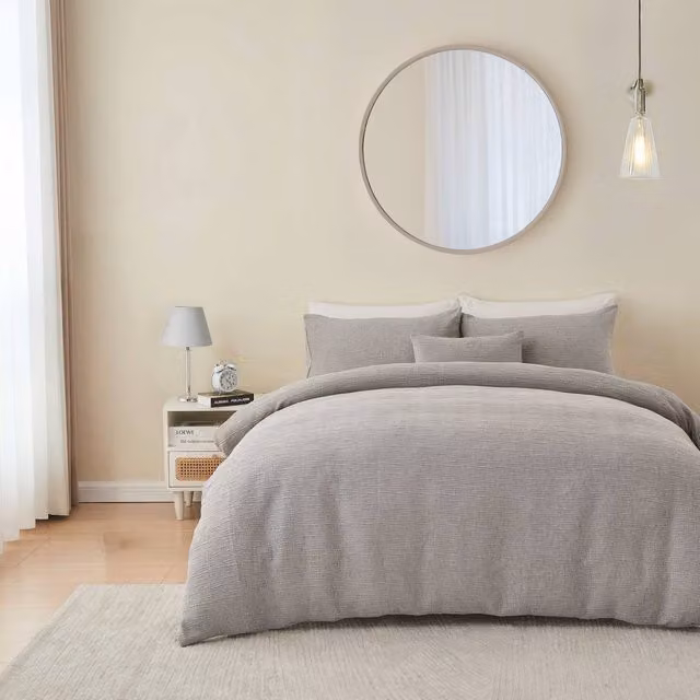 Portfolio Home Bergen Textured Abstract Duvet Cover and Pillowcase Set in Silver and Grey, W/D/H: 200 x 200 cm and 50 x 75 cm