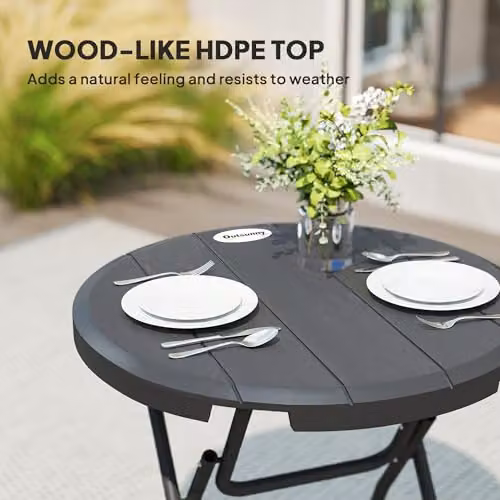 Outsunny Foldable Round Garden Dining Table for 4, Dark Grey, W/D/H: 80 x 80 x 73 cm – 10