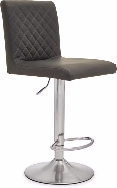 Orsina Swivel Bar Stool in Black and Mid Grey with Synthetic Leather and Metal Base