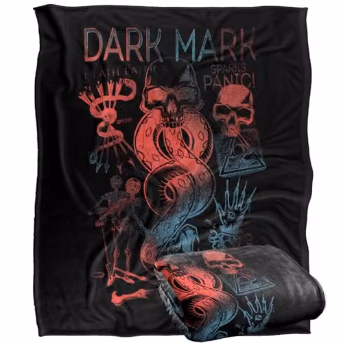 Warner Bros. Harry Potter Dark Mark Sparks Panic Super Soft Fleece Throw Blanket, Multicolour, W: 152 cm, D: 127 cm