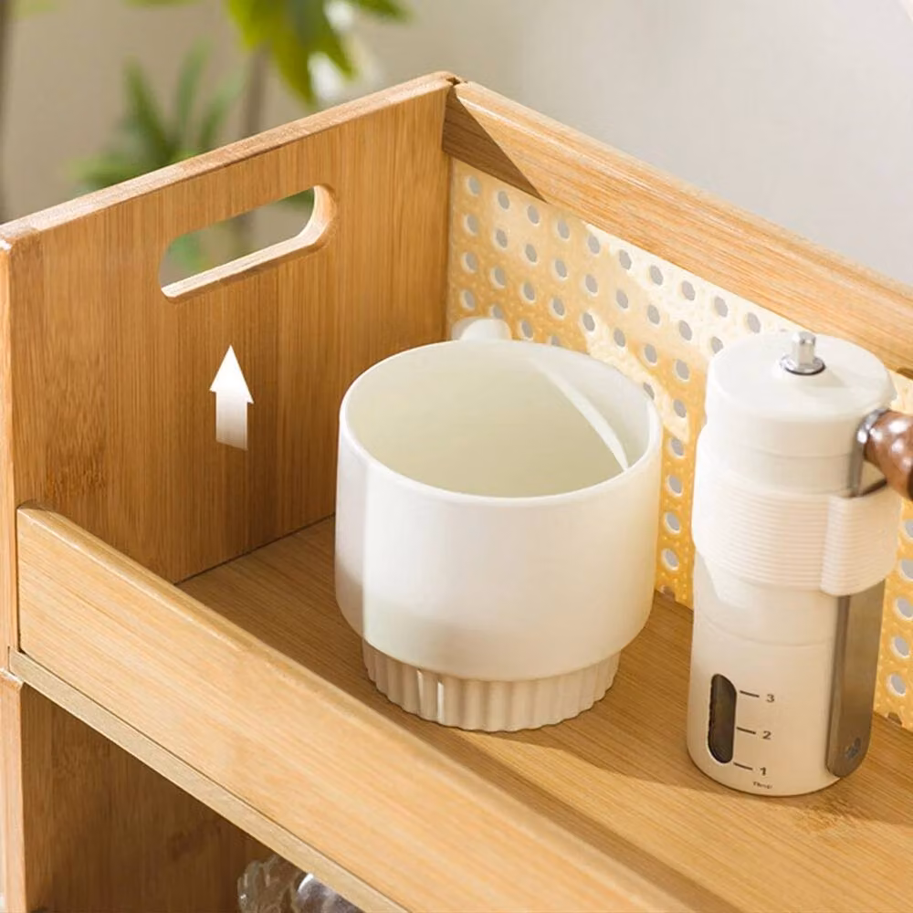 FORGEVIO Bamboo Coffee and Tea Cup Holder Jar Rack, Brown, W/D/H: 18.0 x 18.0 x 27.0 cm – 2
