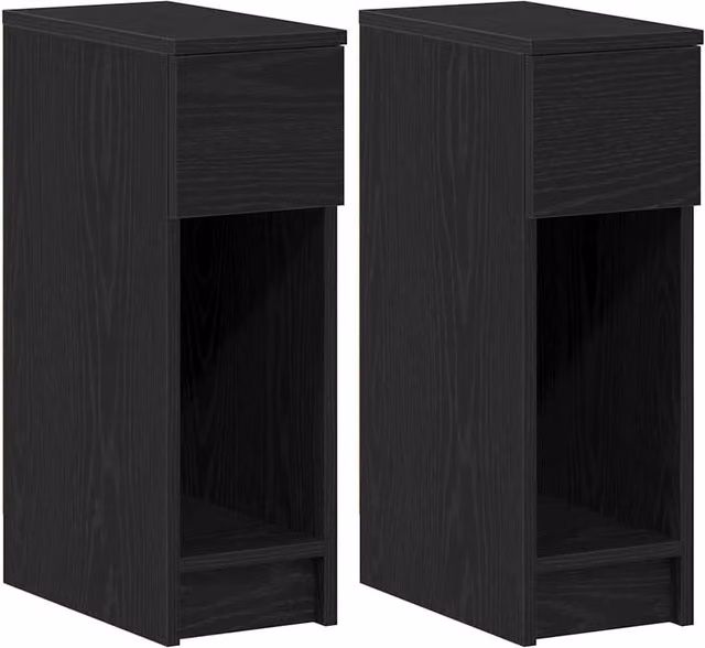Berkfield Home Set of 2 Bedside Cabinets with Drawer in Black Oak, W/D/H: 20 x 36 x 60 cm – 1
