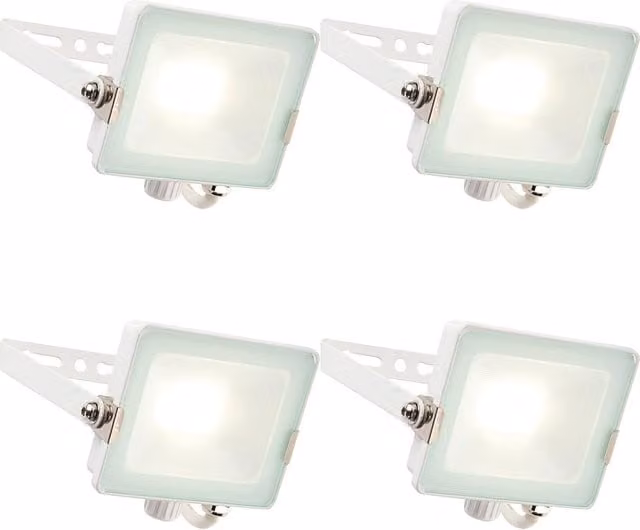 Loops 4 Pack Outdoor Waterproof LED Floodlight, 20W Cool White, Matt White