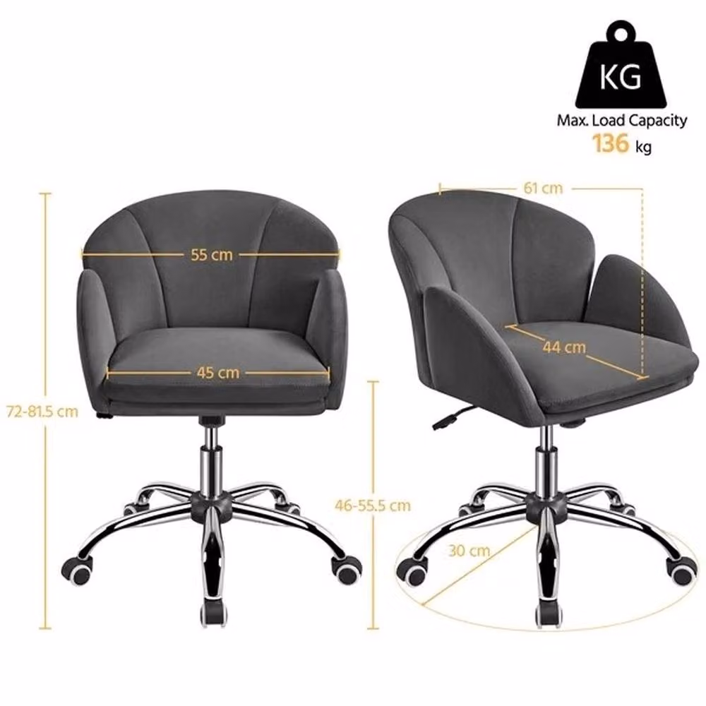 Kelvenix Modern Swivel Task Chair in Dark Grey with Armrests and Castors – 2
