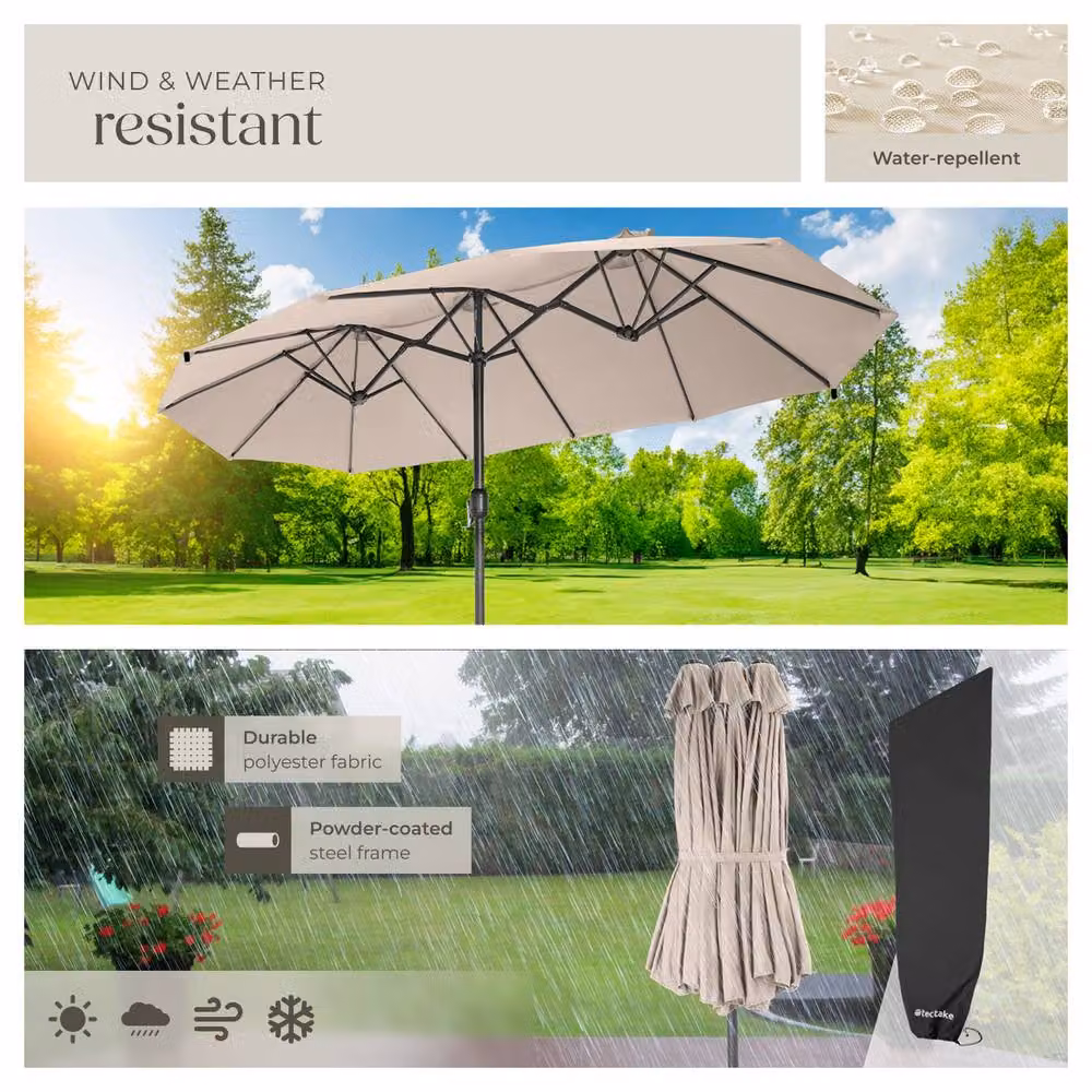tectake Silia Cantilever Parasol in Beige with Polyester Canopy – 4