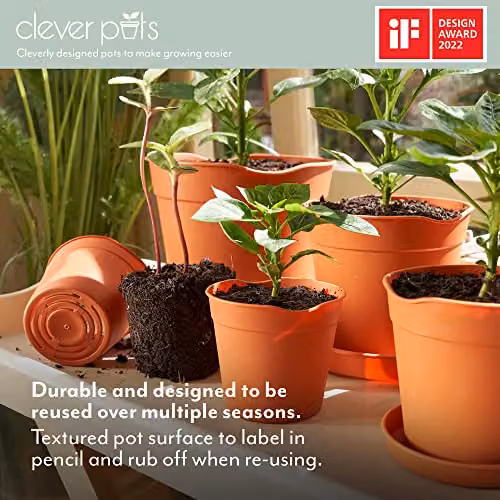 Clever Pots Easy Release Plastic Plant Pots, Pack of 5, Brown – 3