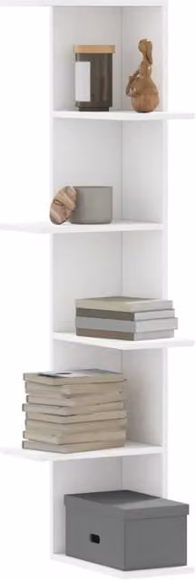 Berkfield Home White Wall Corner Shelf in Engineered Wood, W/D/H: 36.5 x 36.5 x 140 cm
