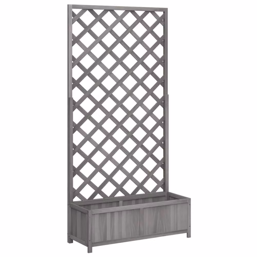 Berkfield Home Grey Solid Wood Fir Planter with Trellis and Tub, W/D/H: 180 x 90 x 35 cm – 2