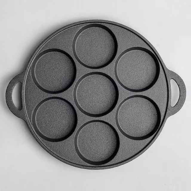 NESTLUNE 7-Hole Cast Iron Egg and Pancake Frying Pan, Black, W: 100 cm, D: 15 cm, H: 15 cm – 1