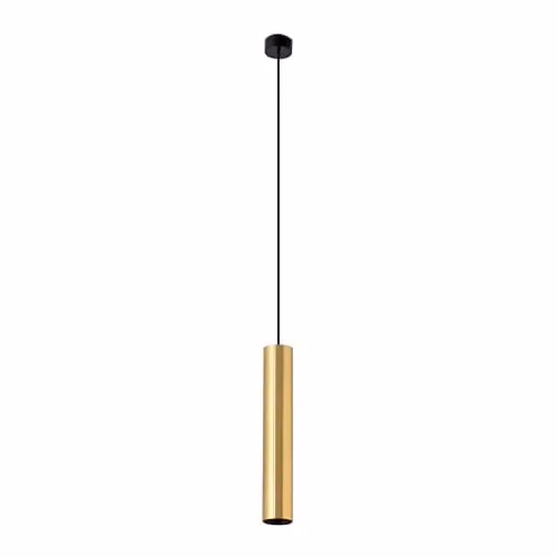 Faro Barcelona Stan Satin Gold Cylinder Pendant Light with Replaceable GU10 LED Bulb – 1