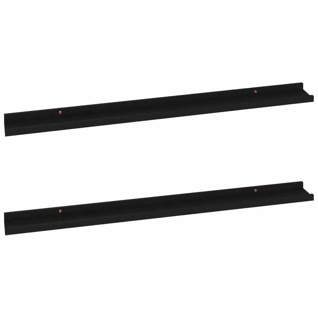 Berkfield Home Wall Mounted Shelves, 2 Pack, Black, W: 100 cm, D: 9 cm, H: 3 cm – 2