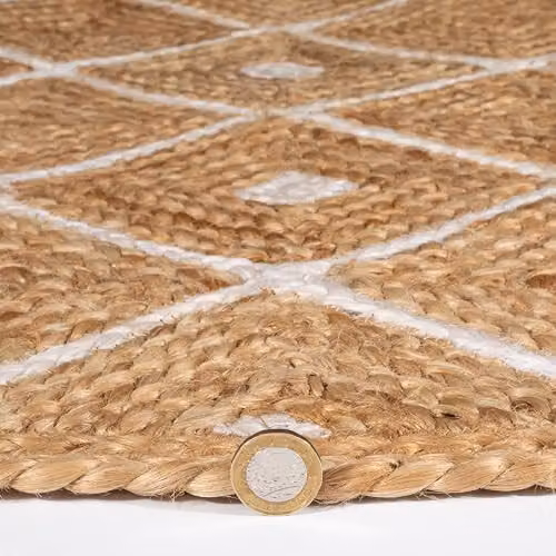 Esselle Home Prestbury Diamond Handbraided Jute Rug in Beige, W: 120 cm, L: 170 cm – 3