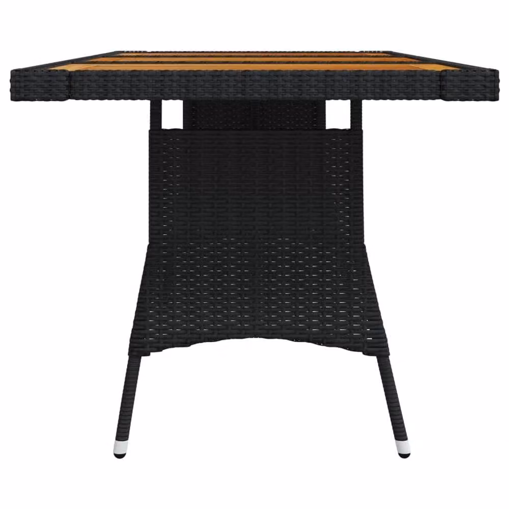 Berkfield Home Black Rectangular Garden Table with Poly Rattan and Solid Acacia Wood, W/D/H: 160 x 70 x 72 cm – 3