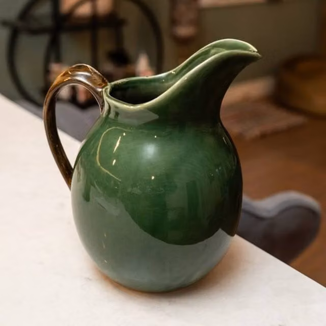 Madison & Mayfair Olive Reactive Glaze Ceramic Jug in Green