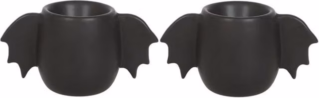 Something Different Bat Egg Cup Set of 2 in Black Ceramic
