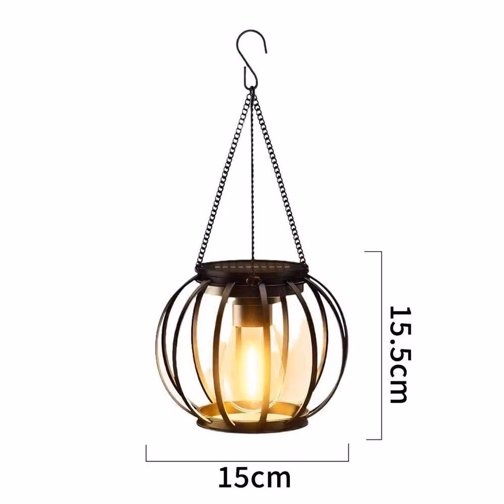 SPETLEK 3-Piece Set of Black Solar LED Hanging Lanterns for Outdoor Garden Use – 2
