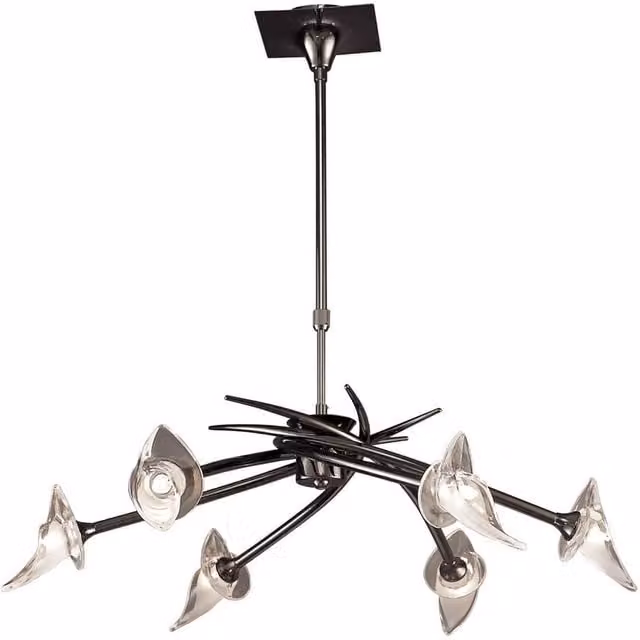 Netlighting Flavia Telescopic 6 Light G9 Semi Flush Ceiling Pendant in Black Chrome